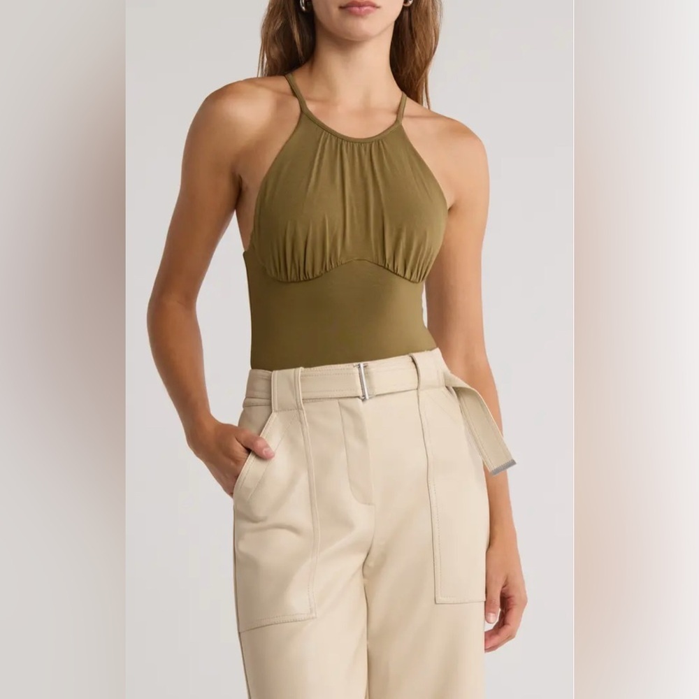 NWOT JONATHAN SIMKHAI ELARA CLEAN STRETCH JERSEY BODYSUIT, SIZE S